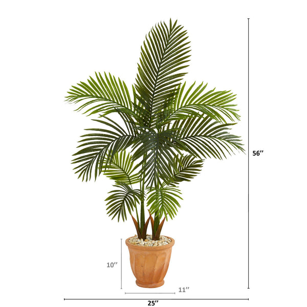 56” Areca Palm Artificial Tree in Terra-Cotta Planter