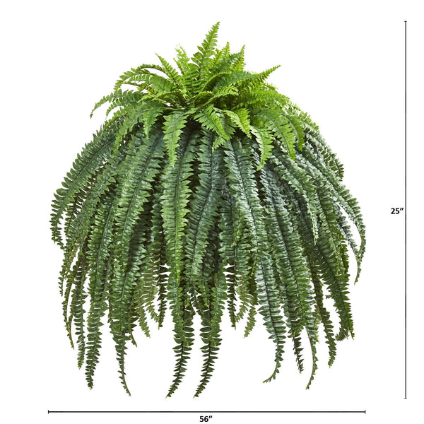 56” Giant Boston Fern Artificial Plant in Cement Bowl