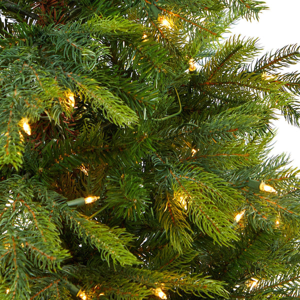 56” North Carolina Spruce Artificial Christmas Tree with 100 Clear Lights and 207 Bendable Branches in Decorative Urn