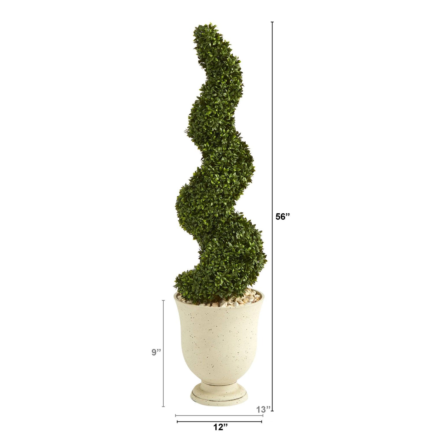 56” Spiral Hazel Leaf Artificial Topiary Tree in Decorative Urn