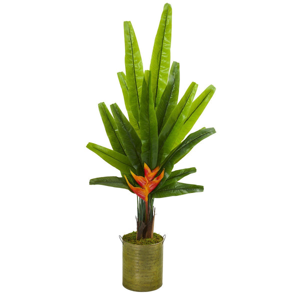 56” Traveler's Palm Artificial Tree in Green Planter