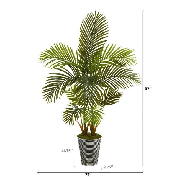 57” Areca Palm Artificial Tree in Decorative Tin Planter