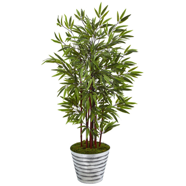 57” Bamboo Artificial Tree in Decorative Tin Bucket
