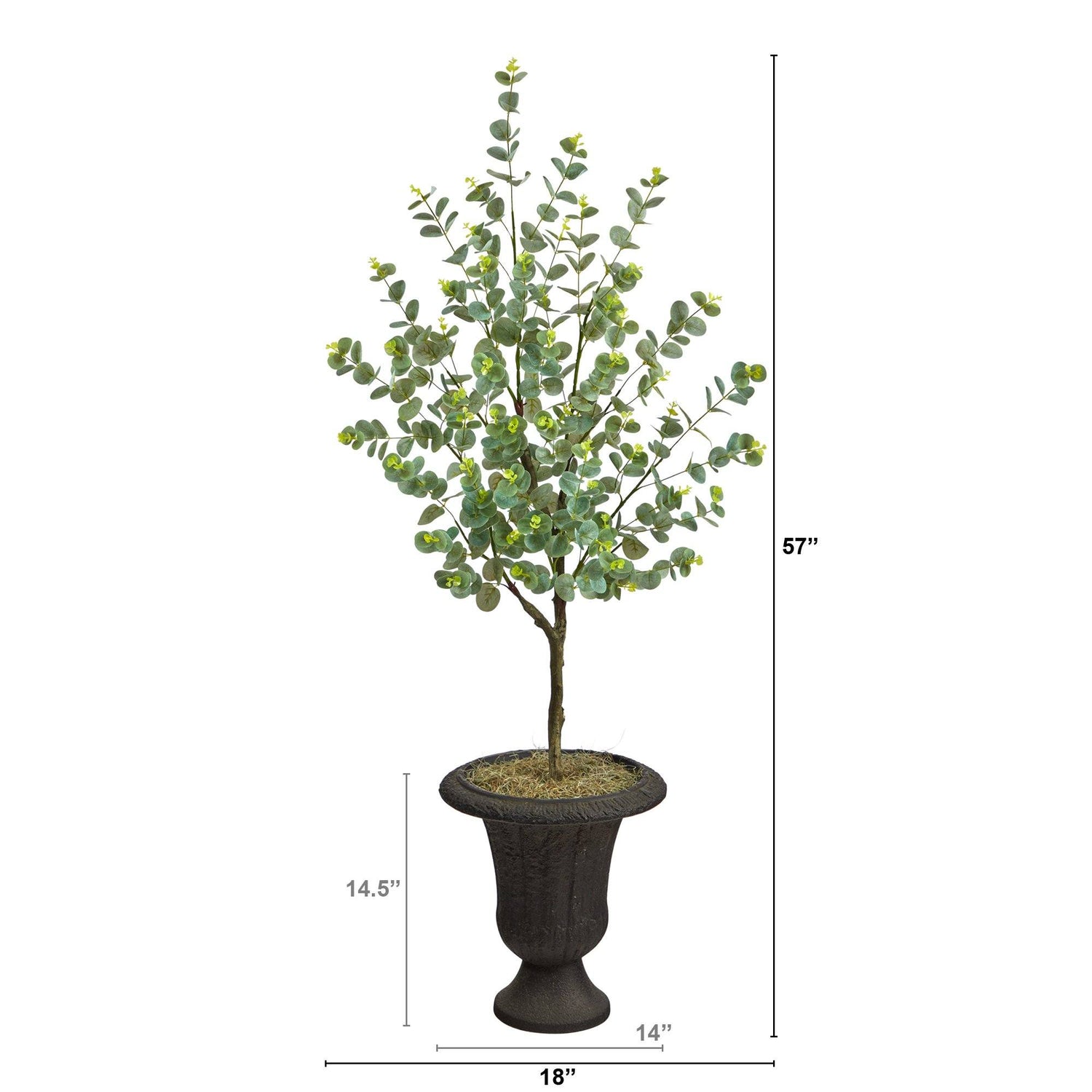 57” Eucalyptus Artificial Tree in Charcoal Urn
