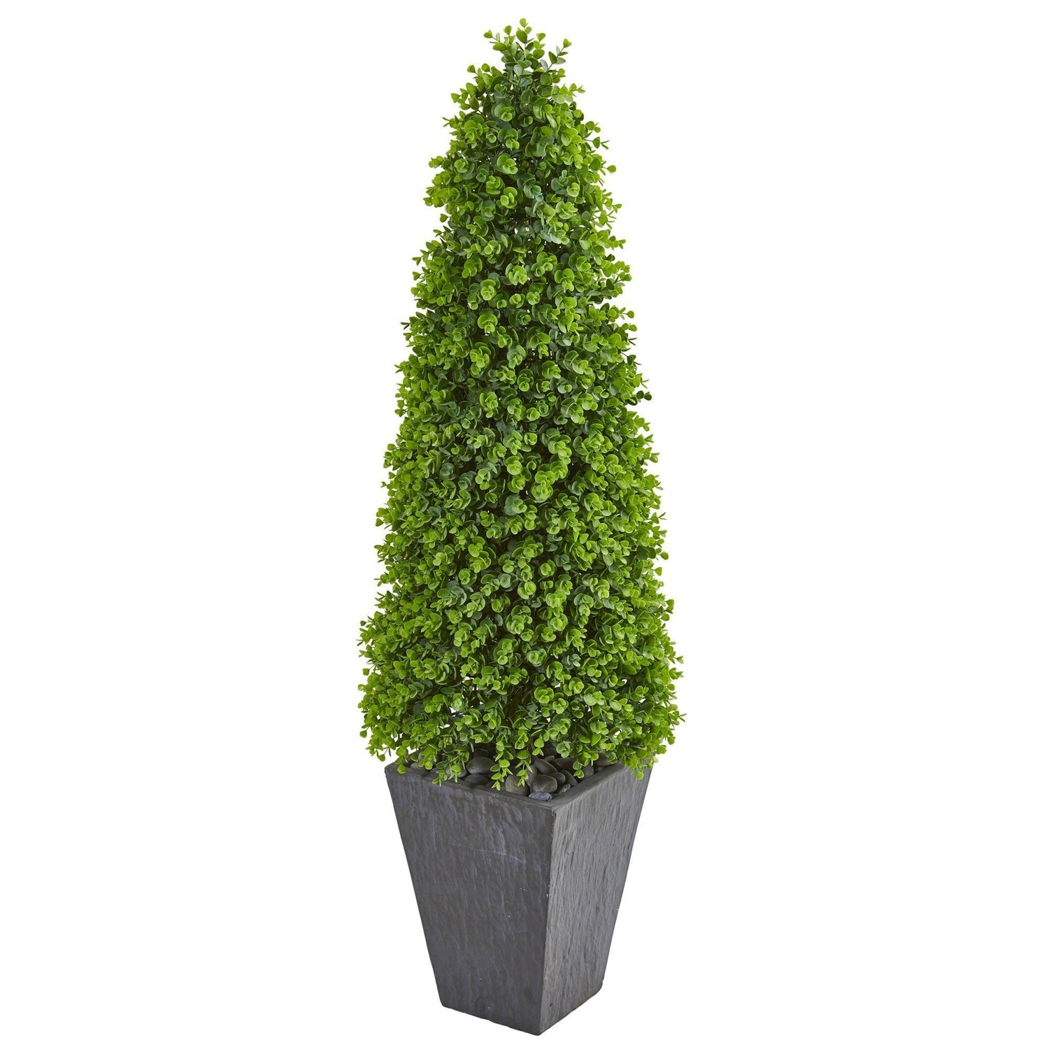 57” Eucalyptus Topiary Artificial Tree in Slate Planter (Indoor/Outdoor)