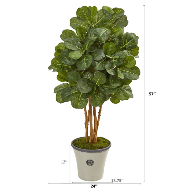 57” Fiddle Leaf Fig Artificial Tree in Decorative Planter