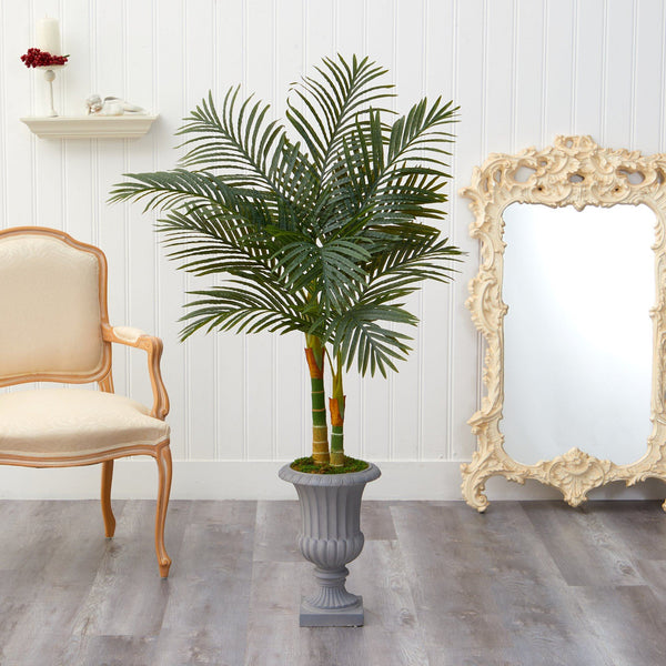 57” Golden Cane Artificial Palm Tree in Decorative Urn