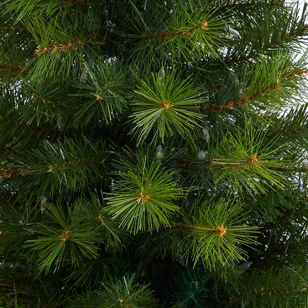 57” Green Valley Pine Artificial Christmas Tree with 100 Warm White LED Lights and 201 Bendable Branches in Tall White Planter