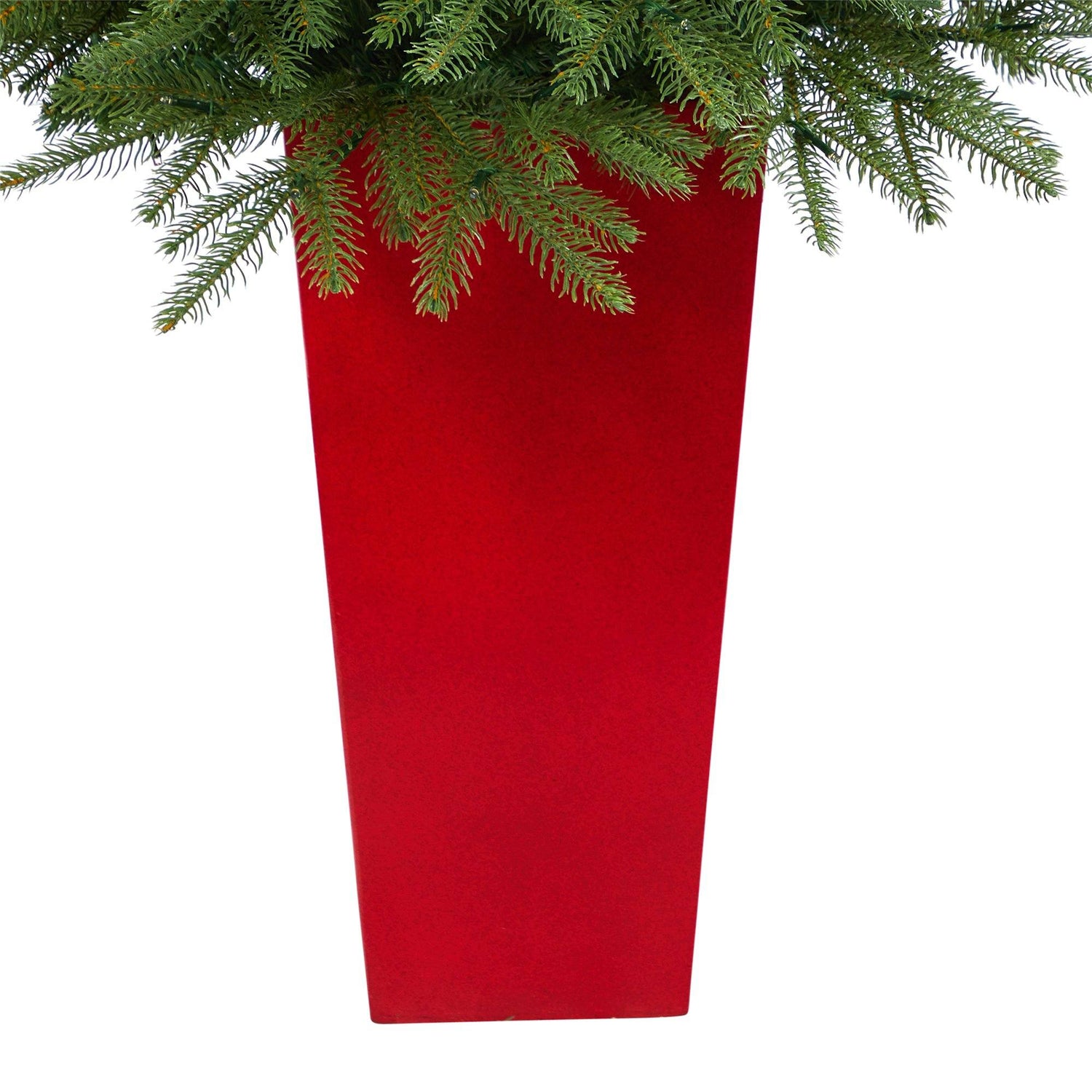 57” Vancouver Fir “Natural Look” Artificial Christmas Tree with 250 Clear LED Lights and 814 Bendable Branches in Red Tower Planter