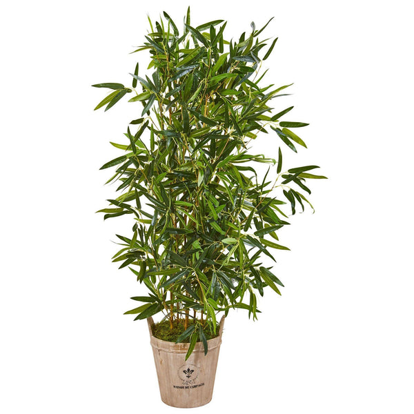 58” Bamboo Artificial Tree in Farmhouse Planter (Real Touch)