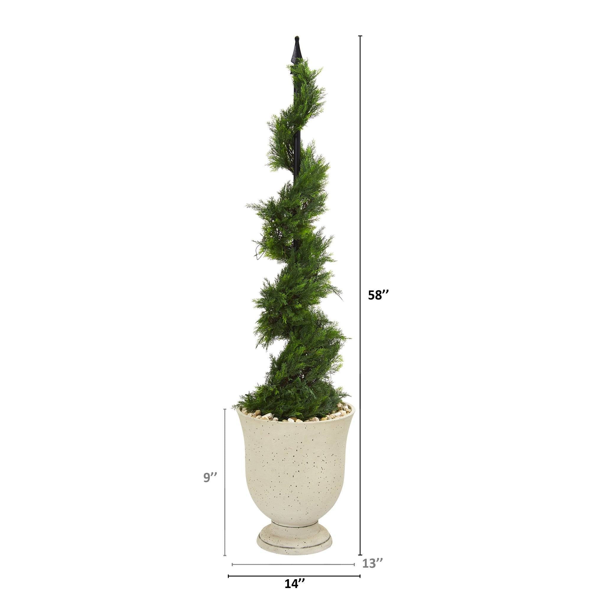 58” Cypress Artificial Spiral Topiary Tree in Decorative Urn Nearly