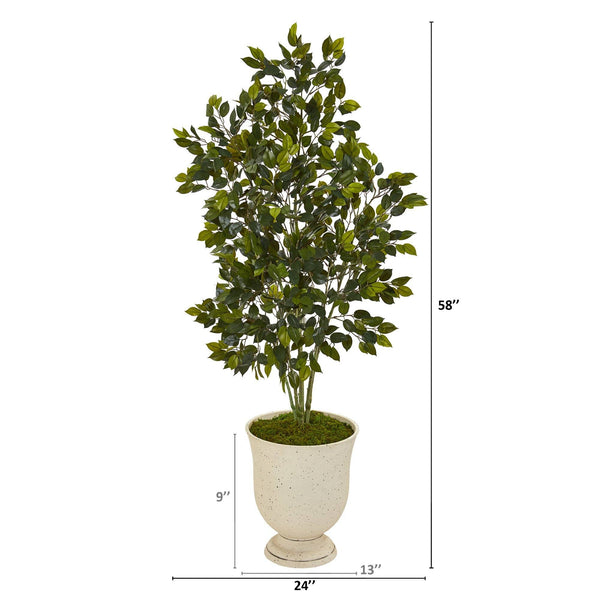 58” Ficus Artificial Tree in Decorative Urn