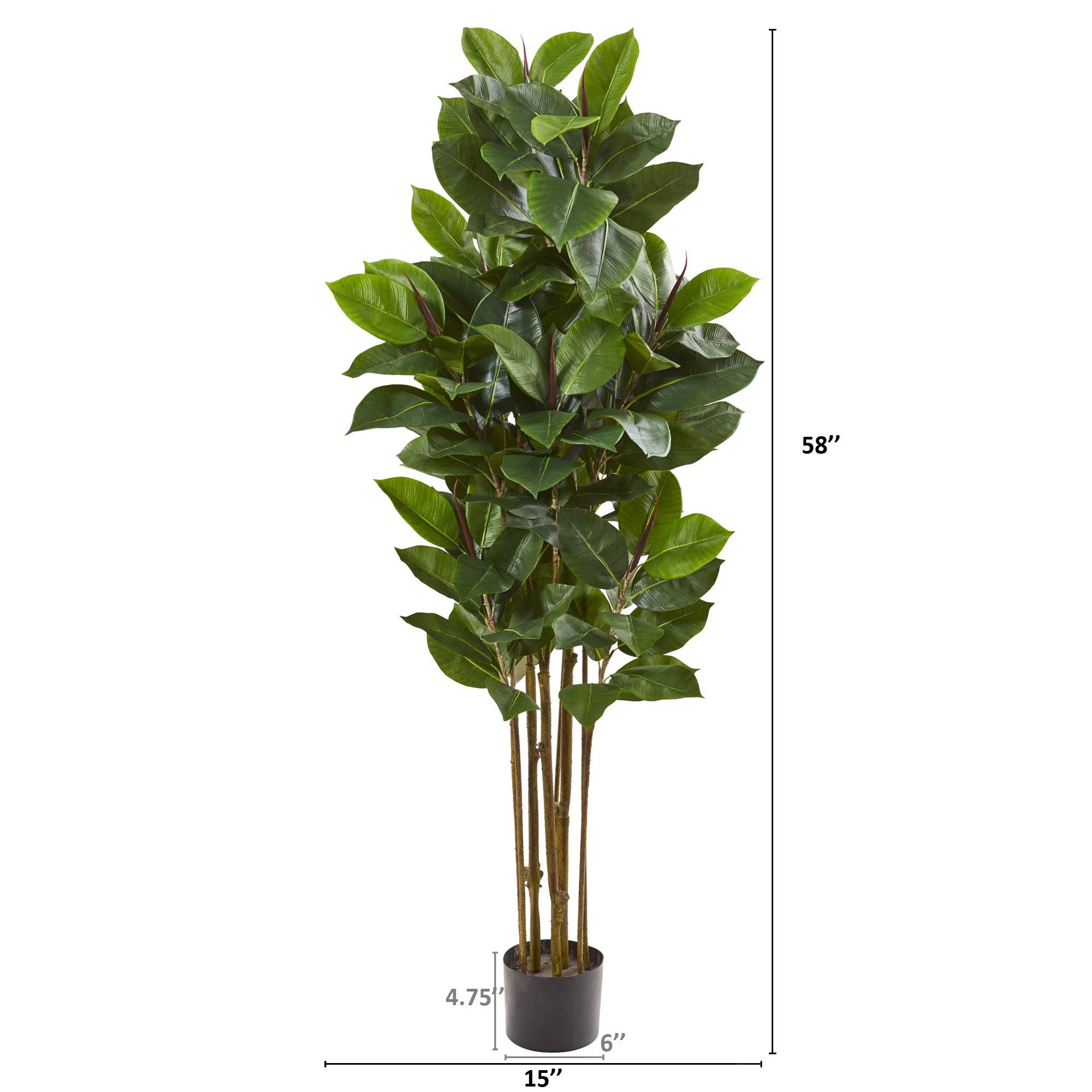 58” Rubber Leaf Artificial Tree Nearly Natural