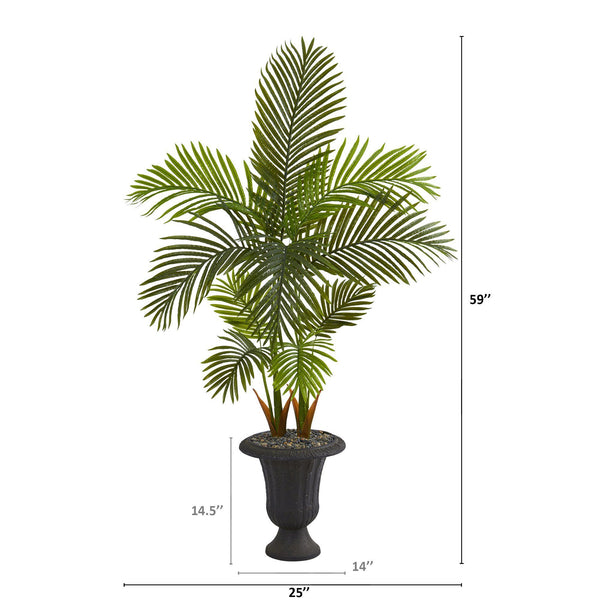 59” Areca Palm Artificial Tree in Charcoal Urn