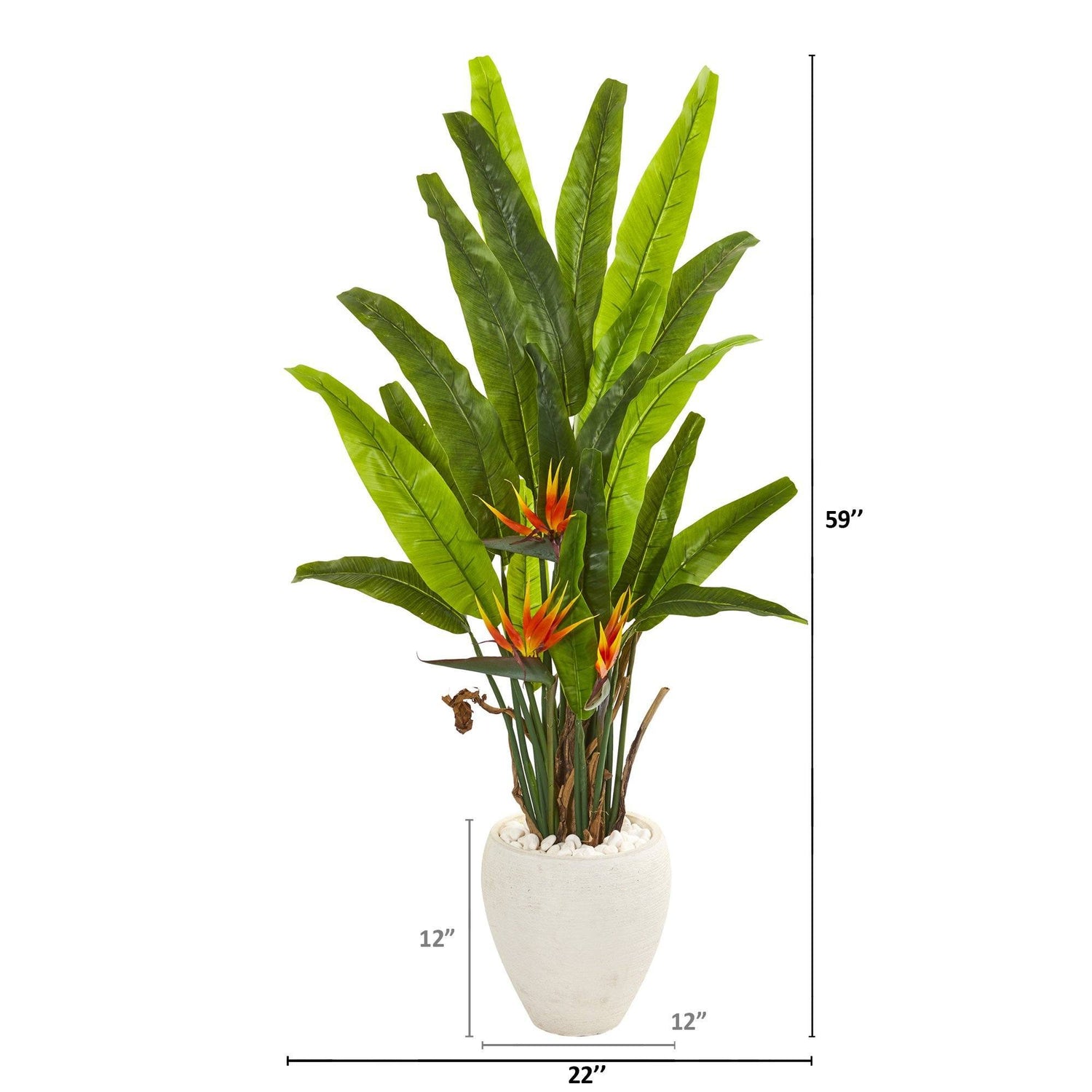 59” Bird of Paradise Artificial Plant in White Planter