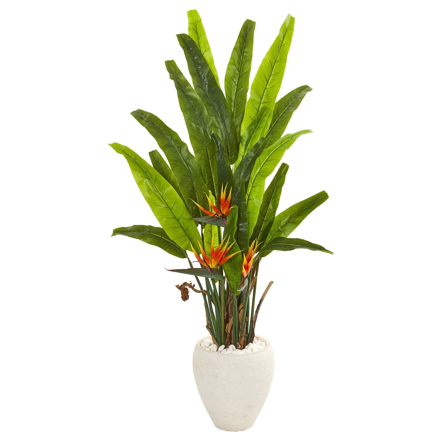 59” Bird of Paradise Artificial Plant in White Planter