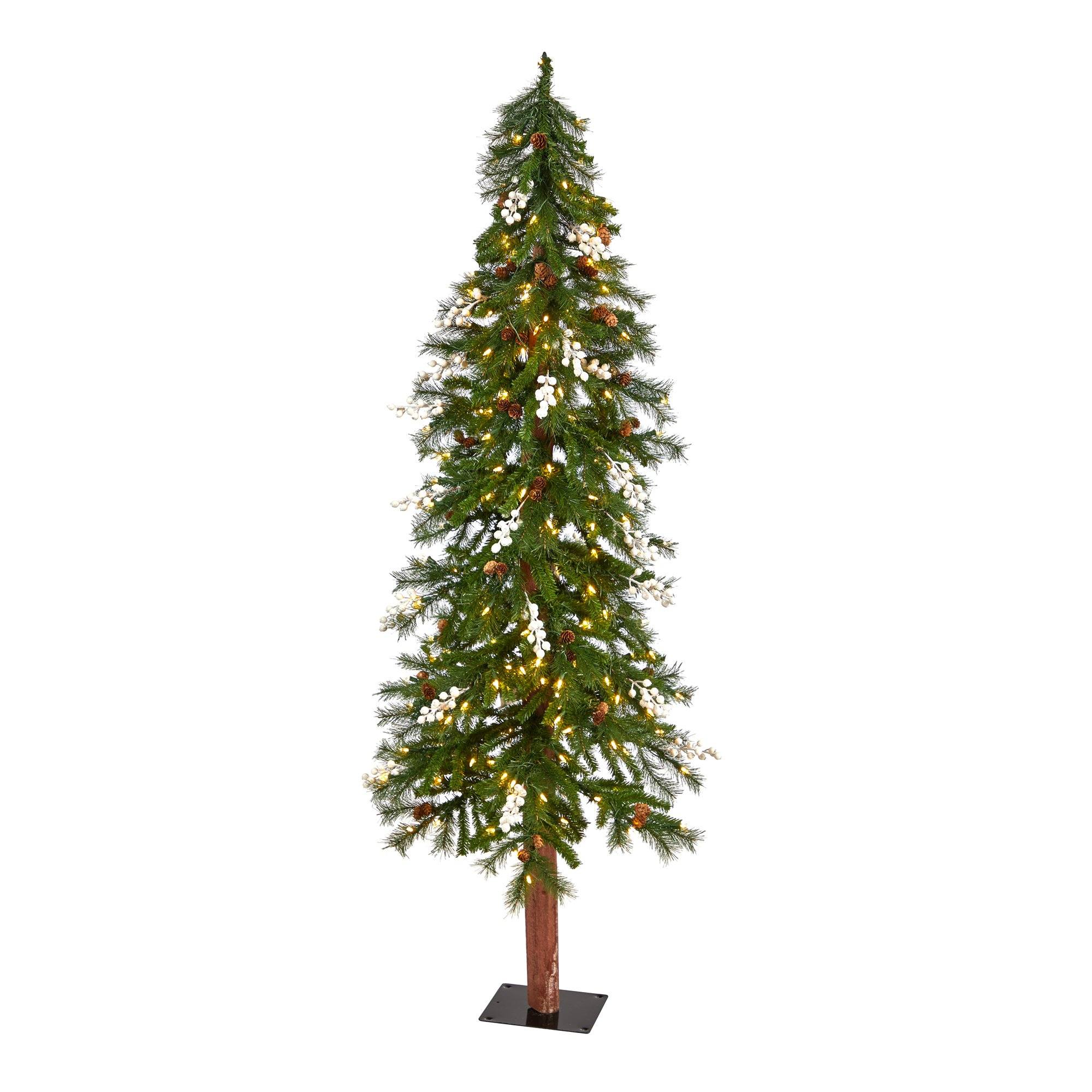 6' Alpine Artificial Christmas Tree with Pinecones, Berries and 200 ...
