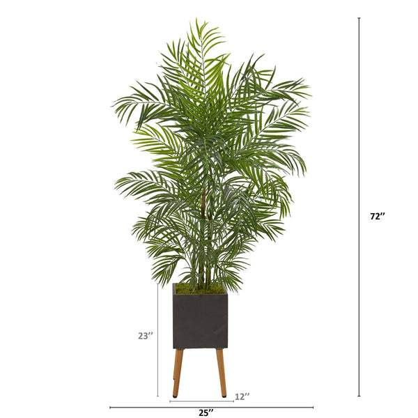 6’ Areca Artificial Palm Tree in Black Planter with Stand (Indoor/Outdoor)