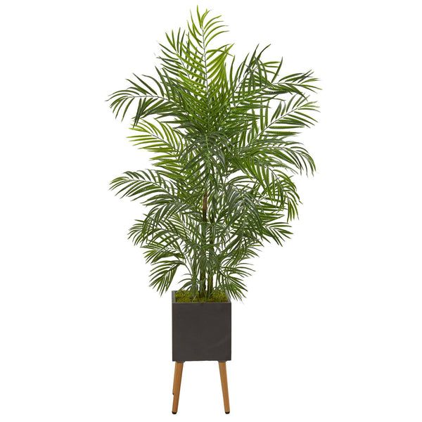 6’ Areca Artificial Palm Tree in Black Planter with Stand (Indoor/Outdoor)