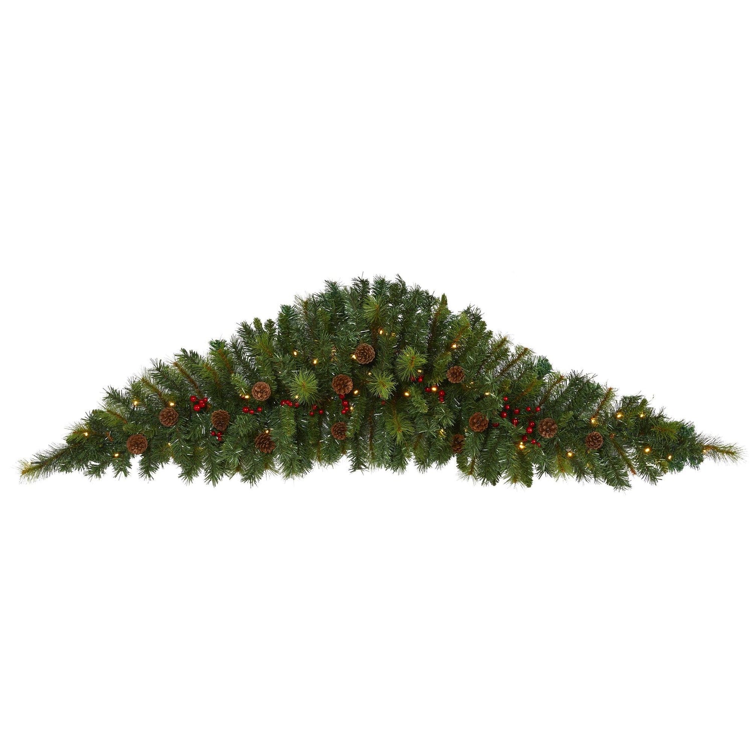 6' Artificial Christmas Swag with 50 LED Lights, Berries and Pine Cones