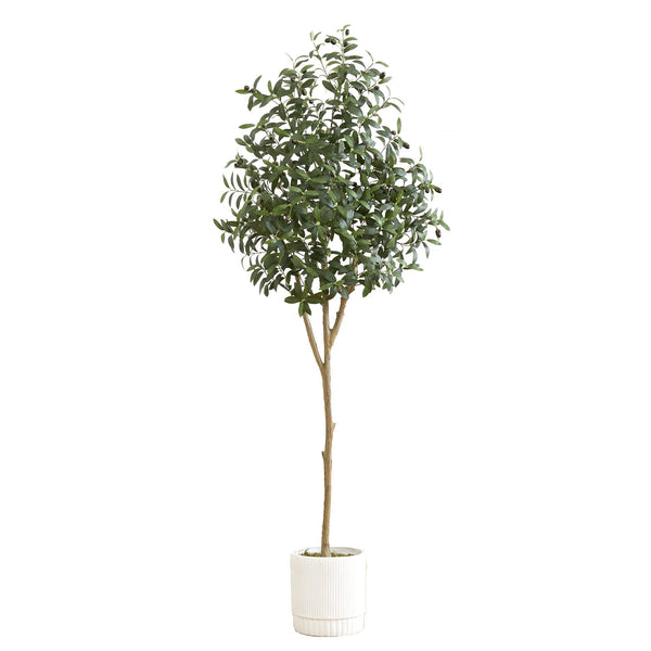 6’ Artificial Olive Tree with White Decorative Planter