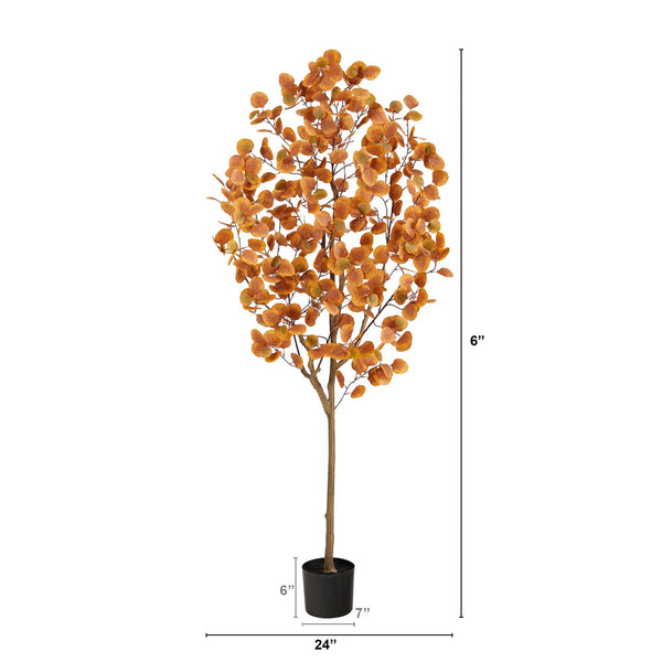 6’ Autumn Eucalyptus Artificial Tree