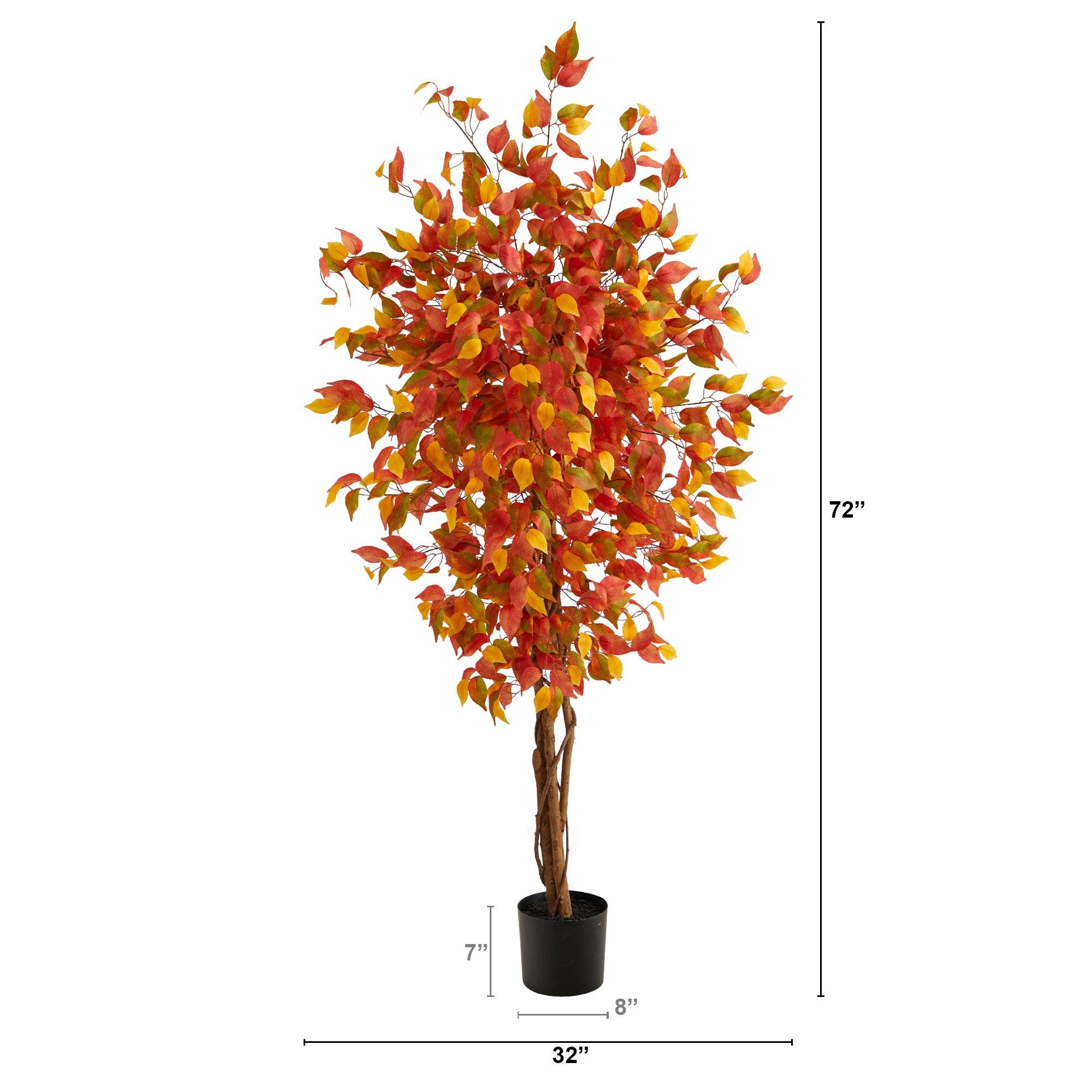 6’ Autumn Ficus Artificial Fall Tree | Nearly Natural