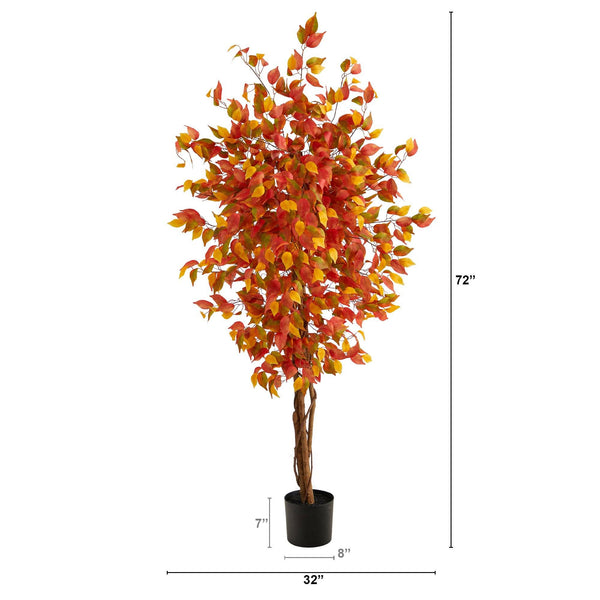 6’ Autumn Ficus Artificial Fall Tree