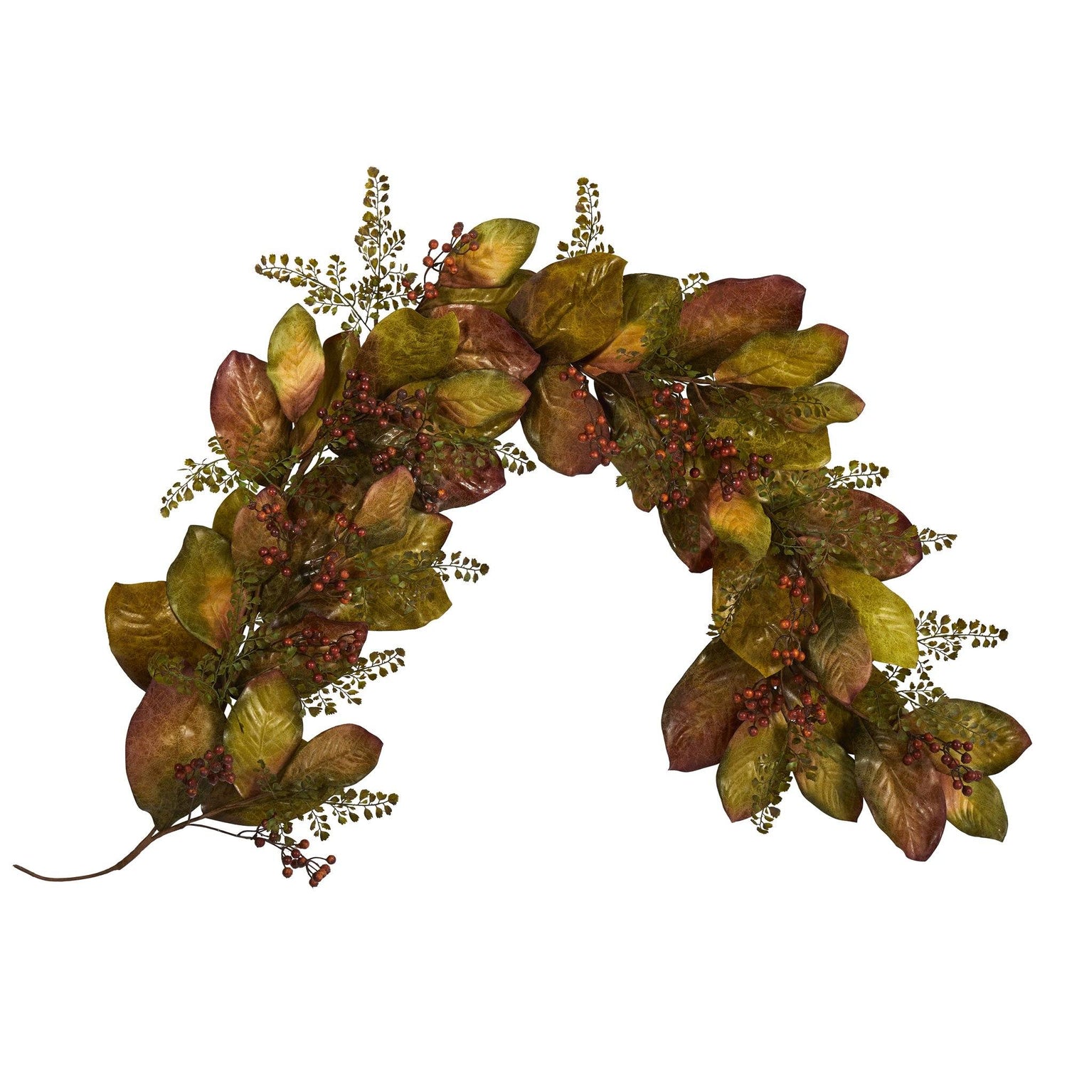 6’ Autumn Magnolia Leaf and Berries Artificial Garland