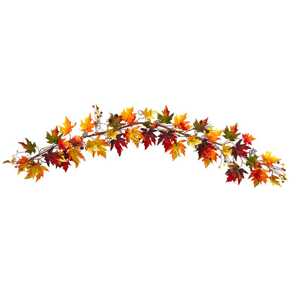 6’ Autumn Maple Leaf and Berry Fall Garland