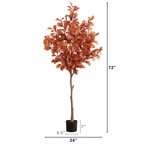 6’ Autumn Oak Artificial Fall Tree