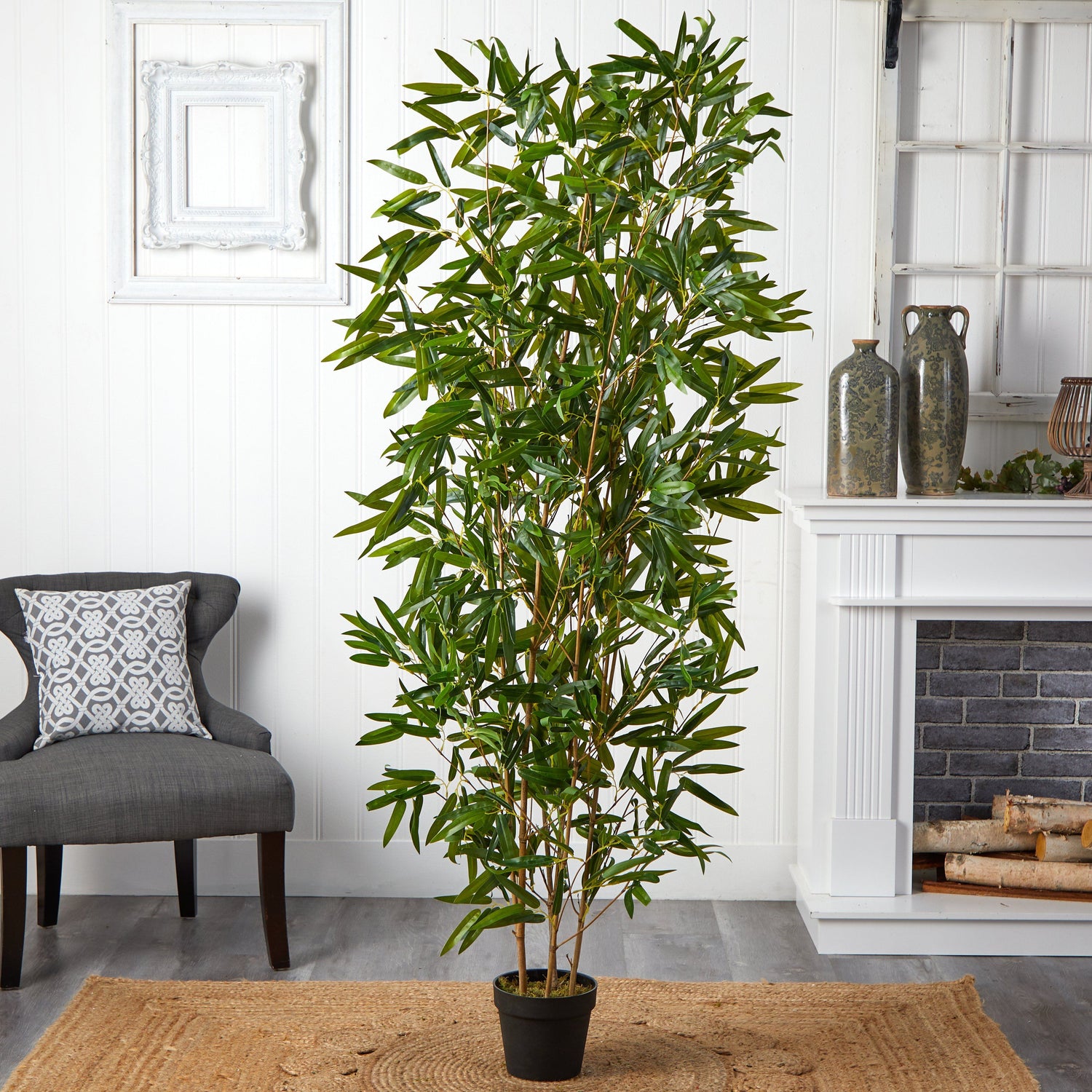 64 Artificial Bamboo Artificial Trees in Wood Cotton Planter , by Nearly  Natural 