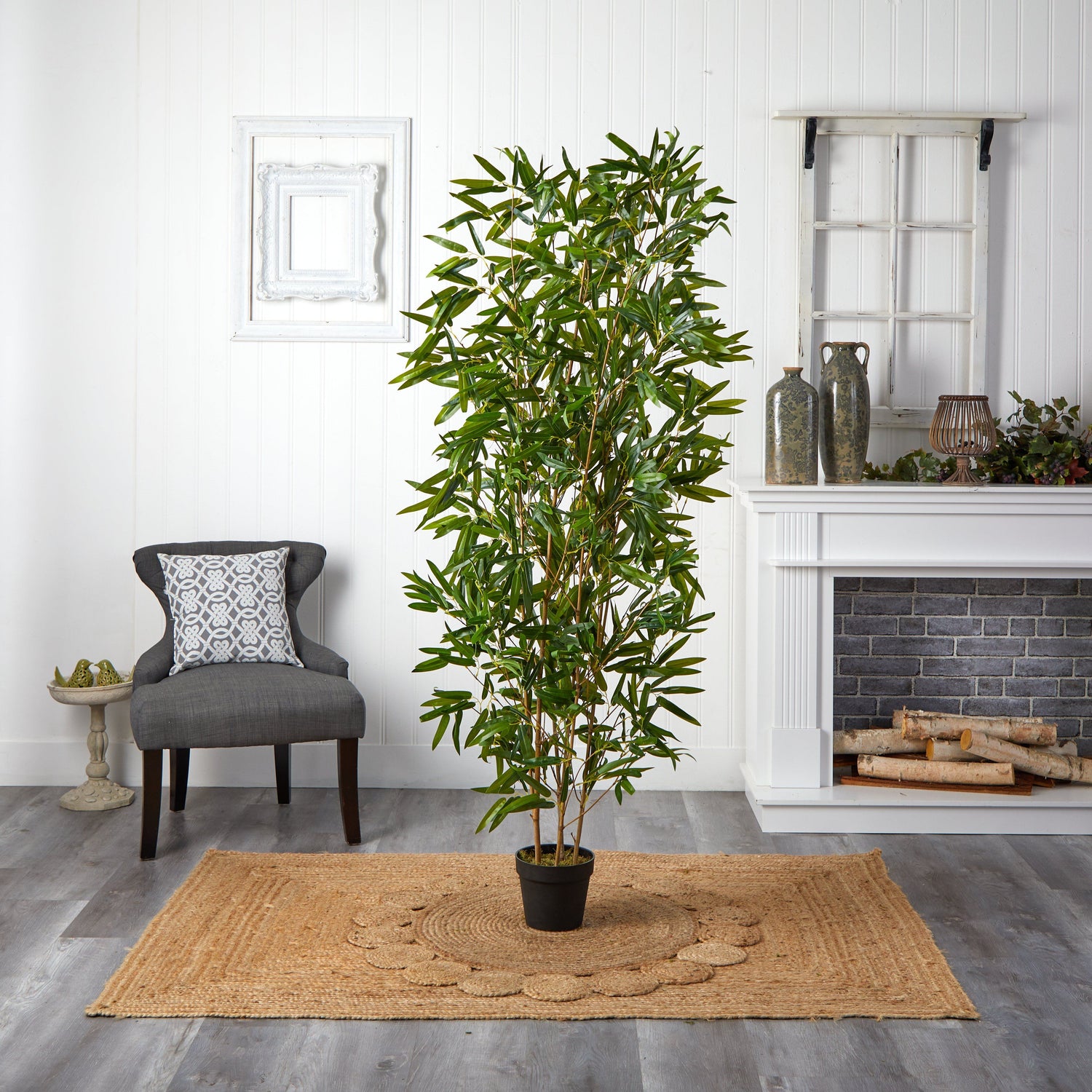 64 Artificial Bamboo Artificial Trees in Wood Cotton Planter , by Nearly  Natural 