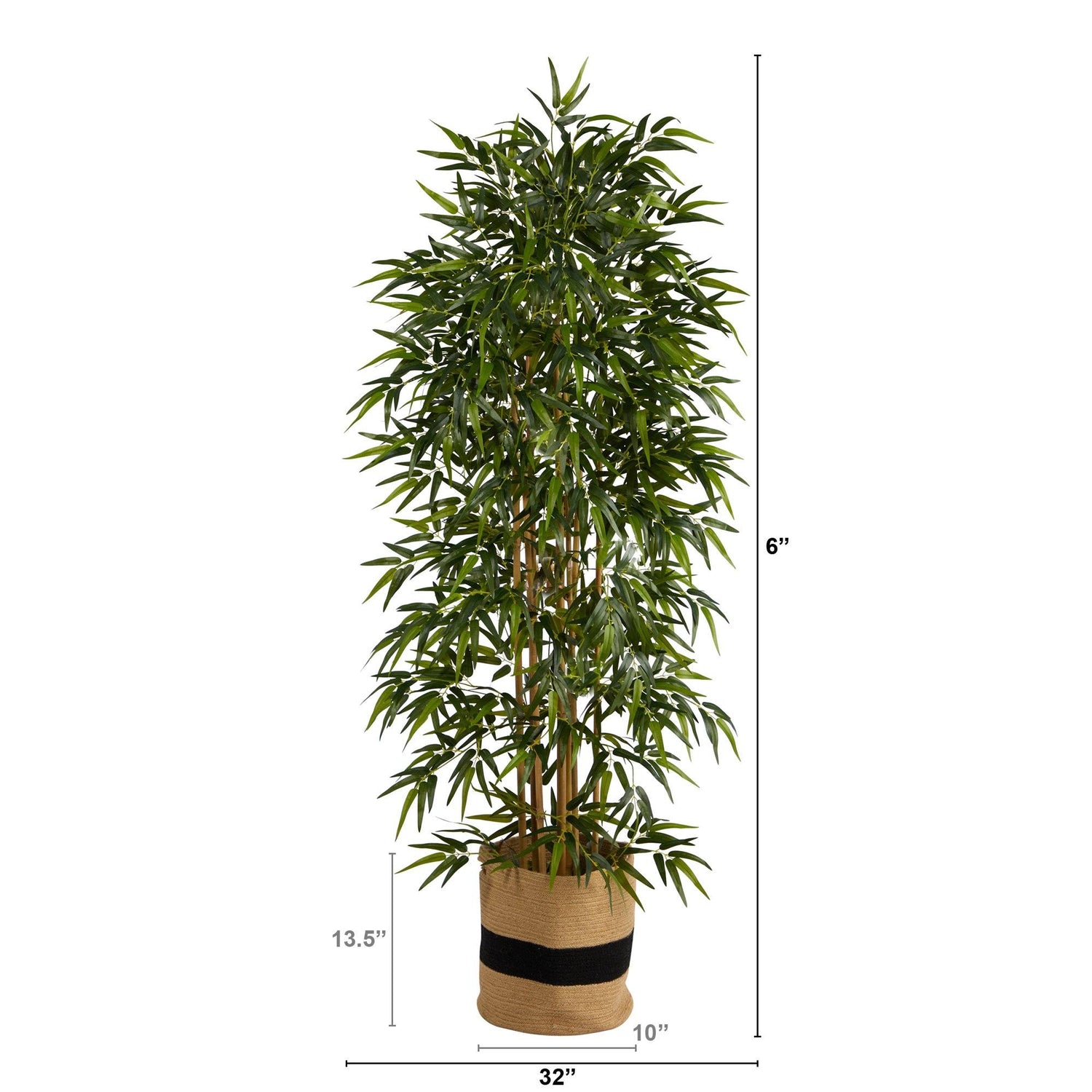 6' Bamboo Artificial Tree with 1024 Bendable Branches in Handmade Natural  Cotton Planter