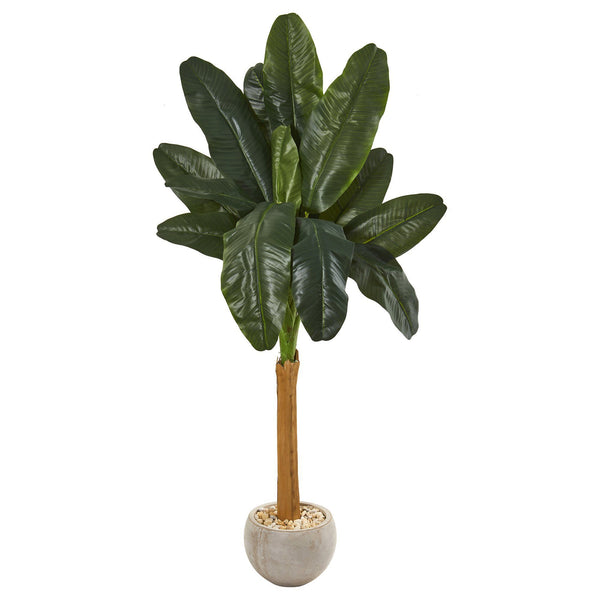 6’ Banana Artificial Tree in Sand Colored Bowl