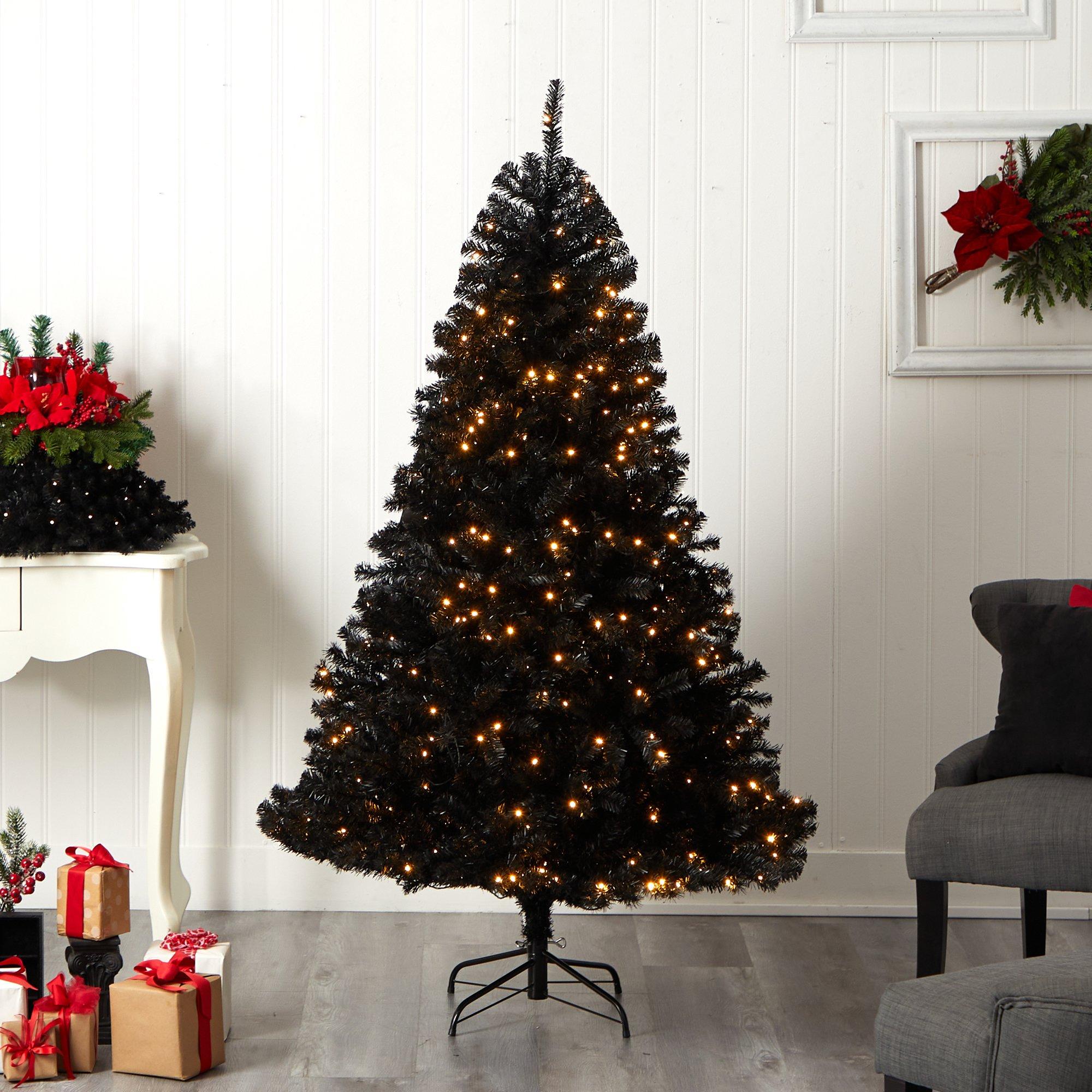 black_tree様 6' Black Artificial Christmas Tree with 400 Clear LED Lights