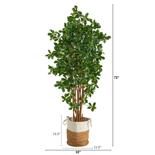 6’ Black Olive Artificial Tree in Handmade Natural Jute and Cotton Planter