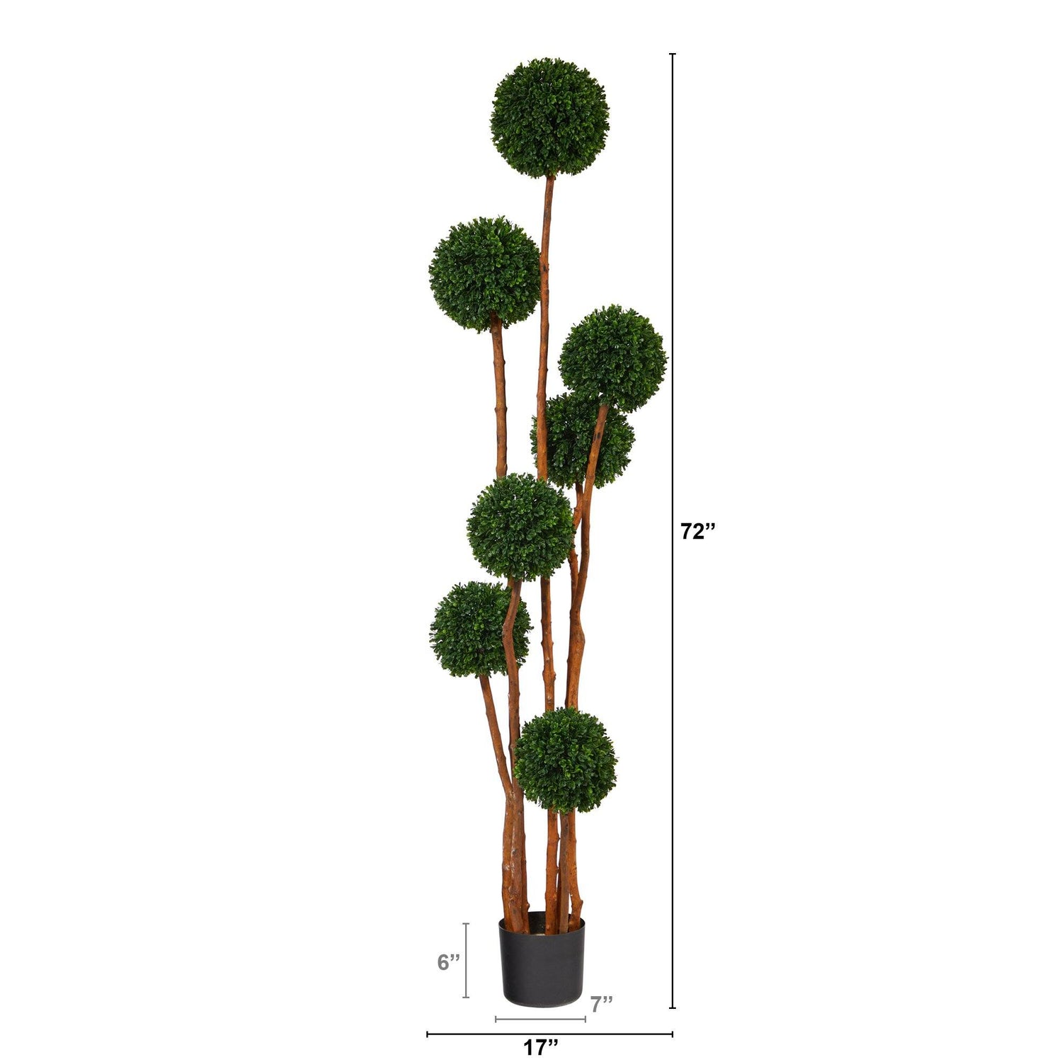 6’ Boxwood Ball Topiary Artificial Tree with Natural Trunk UV Resistant (Indoor/Outdoor)