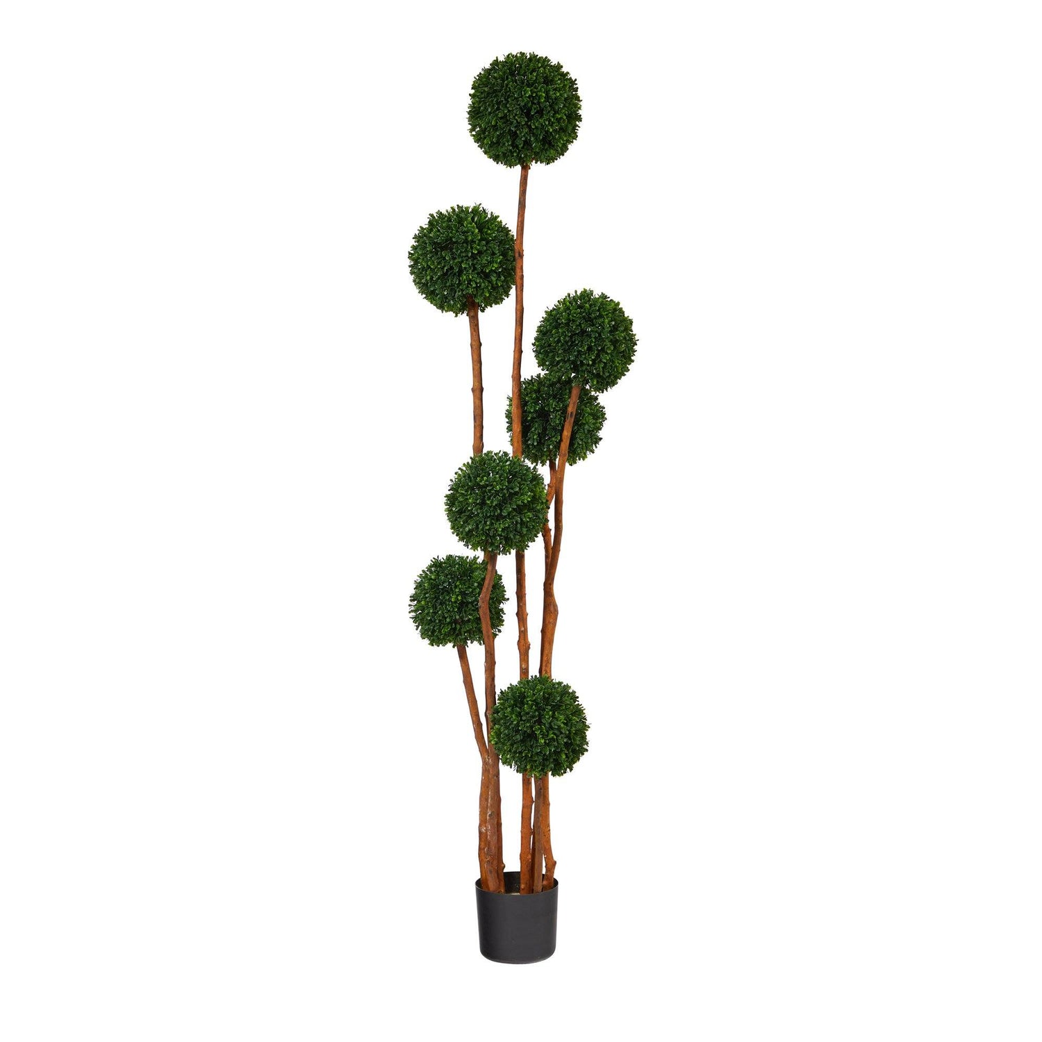 6’ Boxwood Ball Topiary Artificial Tree with Natural Trunk UV Resistant (Indoor/Outdoor)