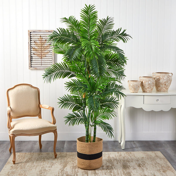 6’ Curvy Parlor Artificial Palm Tree in Handmade Natural Cotton Planter