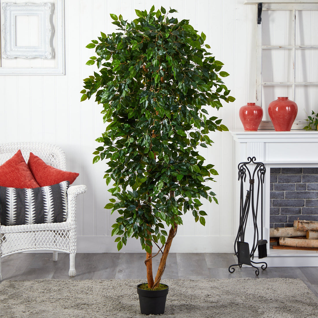 6ft artificial indoor plants Nearly Natural 6’ Elegant Ficus Artificial Tree, Green