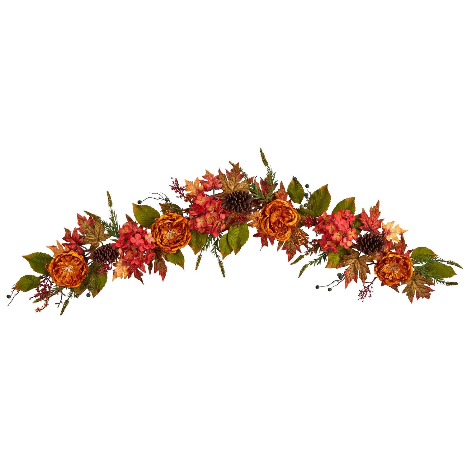 6’ Fall Ranunculus, Hydrangea and Berries Autumn Artificial Garland