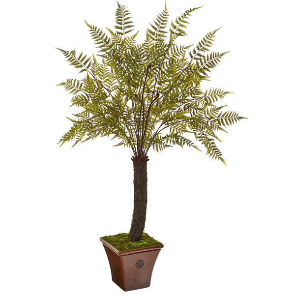 6’ Fern Artificial Plant in Brown Planter