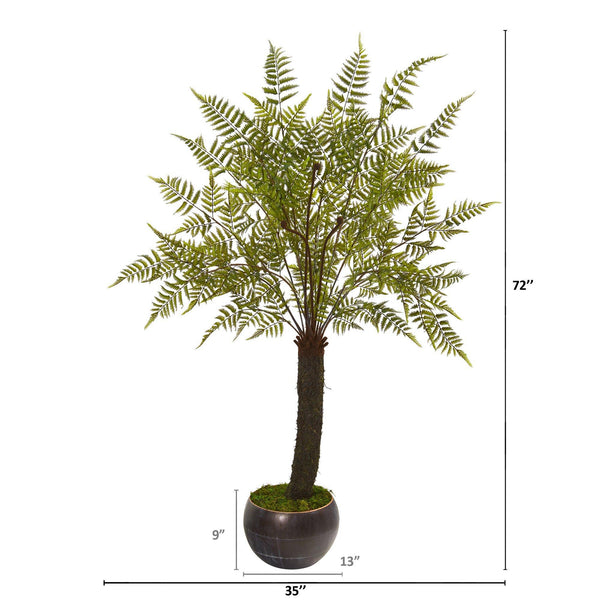 6’ Fern Artificial Plant in Decorative Bowl Planter