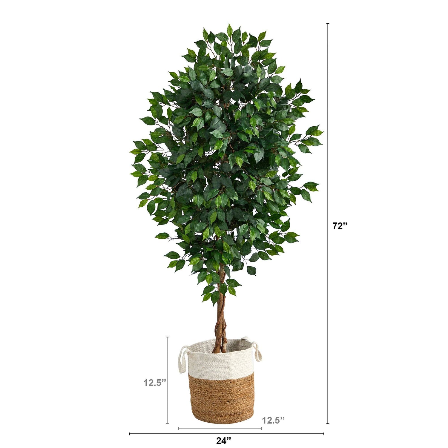 6’ Ficus Artificial Tree with Natural Trunk in Handmade Natural Jute and Cotton Planter