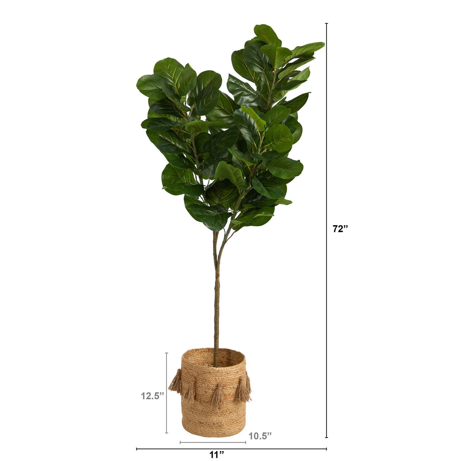 6’ Fiddle Leaf Fig Artificial Tree in Handmade Natural Jute Planter with Tassels