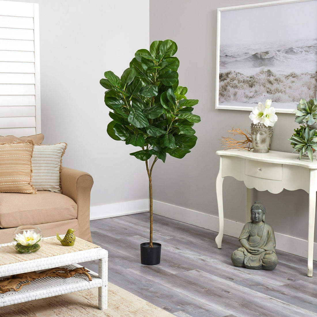 6 foot faux fiddle leaf fig tree Nearly Natural 6-ft Fiddle Leaf Fig Artificial Tree