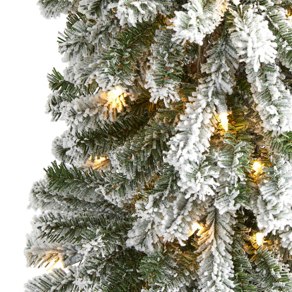 6’ Flocked Alpine Artificial Christmas Tree with 200 Lights and 580 Bendable Branches