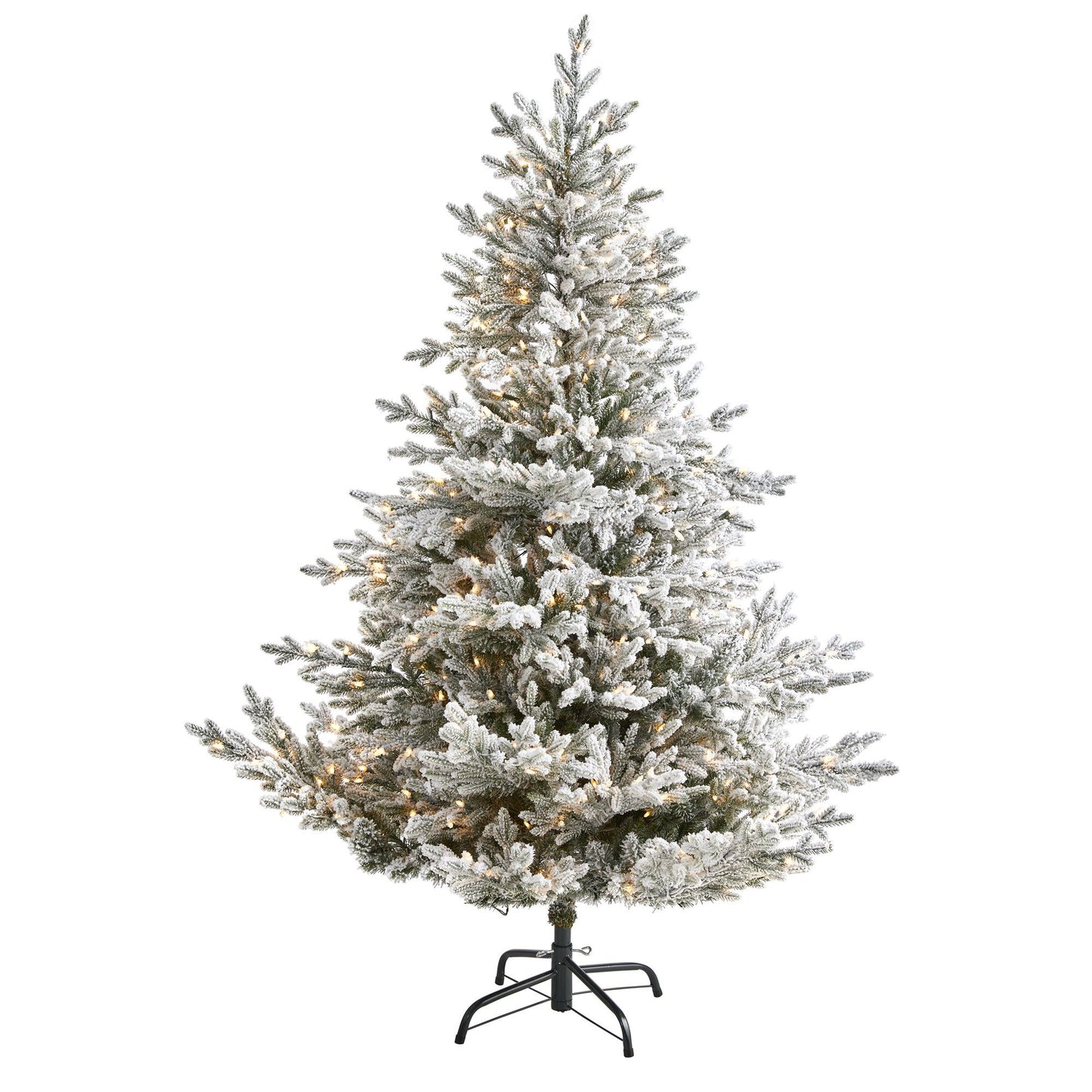 6’ Flocked Fraser Fir Artificial Christmas Tree with 500 Warm White
