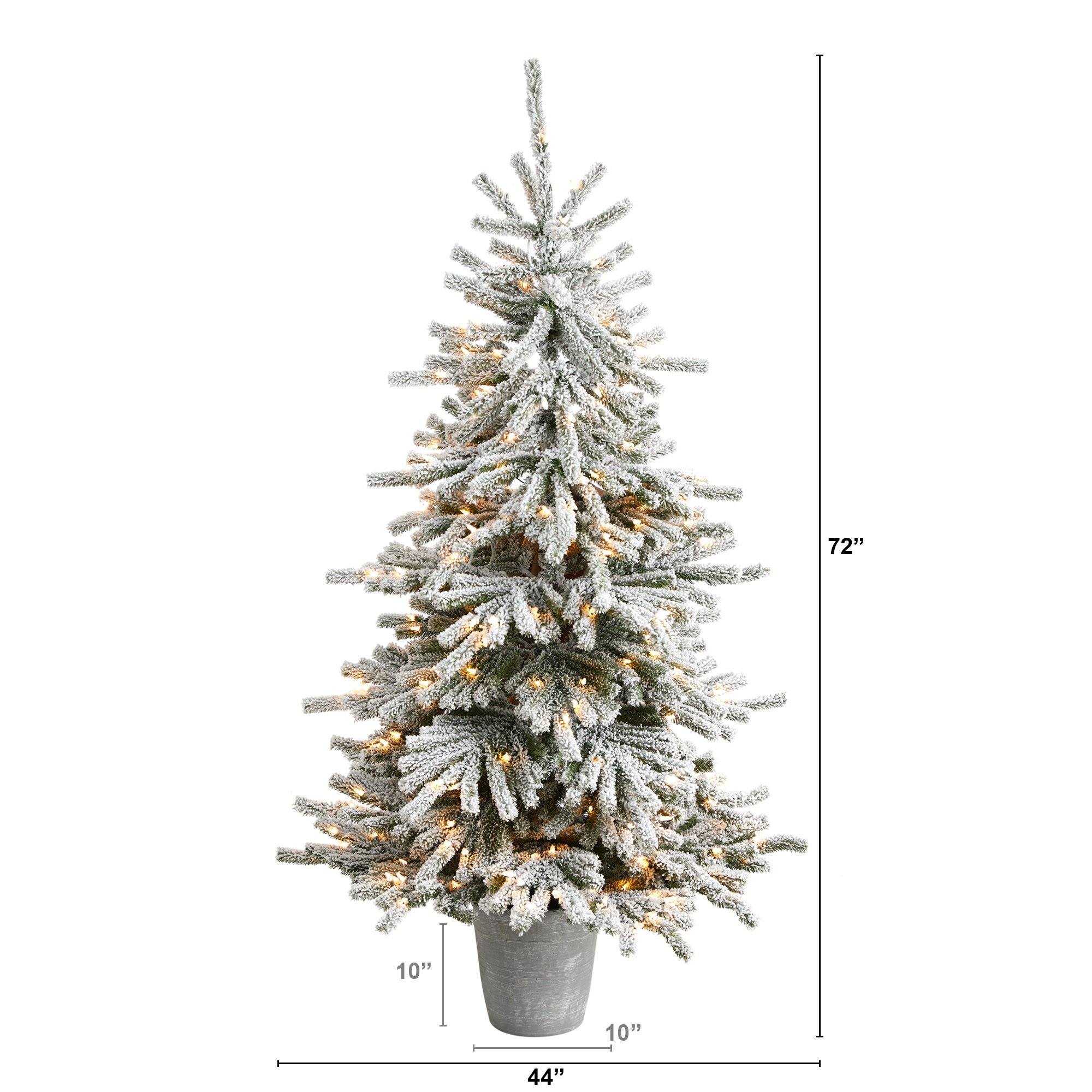 6' Flocked Long Vermont Pine Tree with 758 Branches and 250 LED